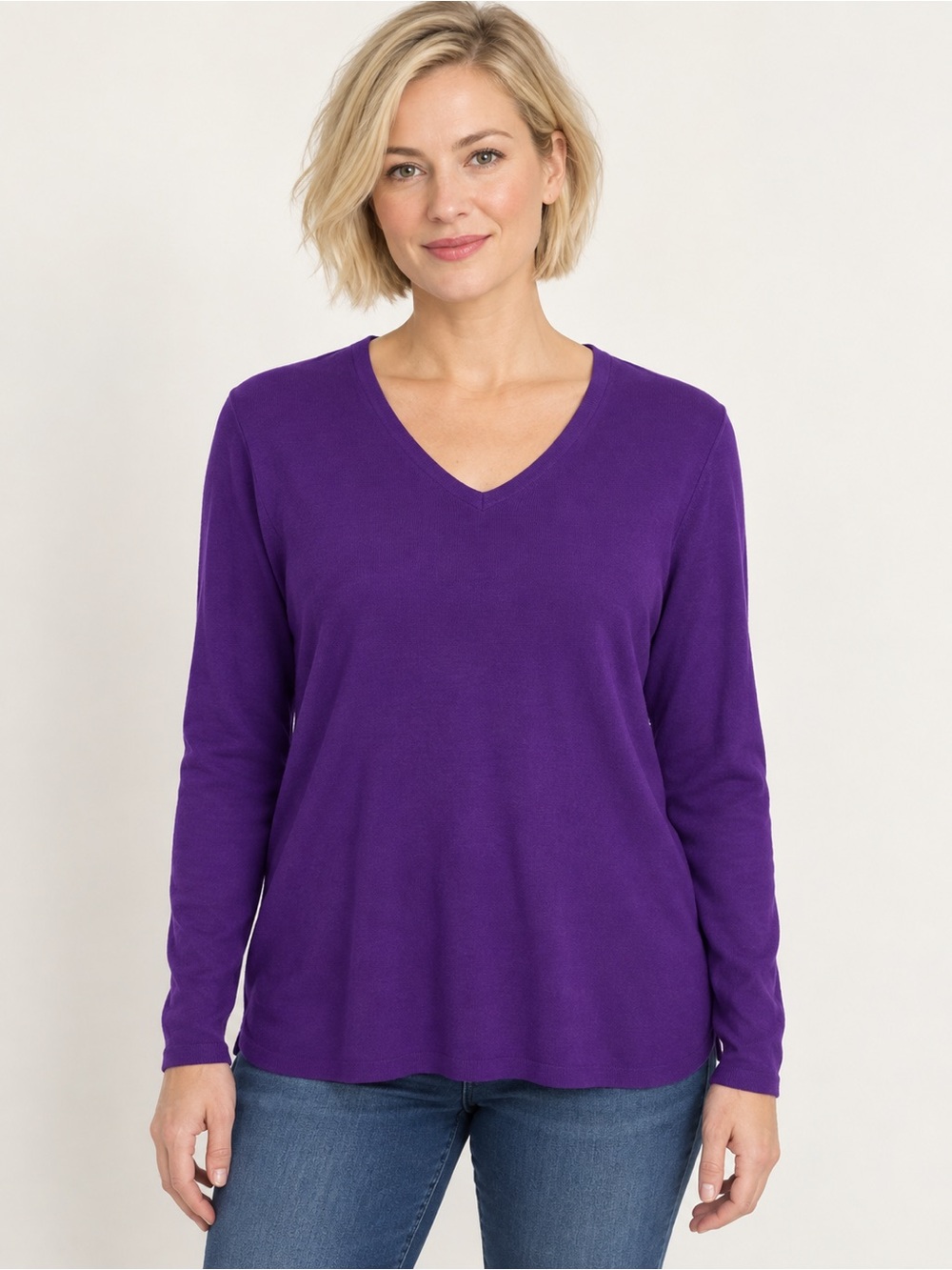 NEW Chico’s Size 2 Sweater Silk Blend Purple V-Neck Lightweight Women 12 14